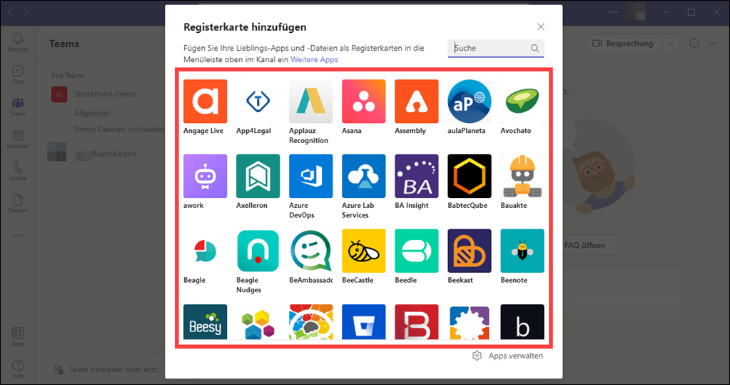 microsoft-teams-registerkarte-hinzufuegen-auswahlmenu-von-apps-die-zu-registerkarten-hinzugefuegt-werden-koennen