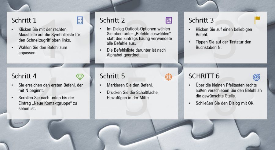 Schritt für Schritt den Schnellzugriff anpassen