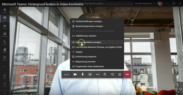 Den Hintergrund während einer Teamsbesprechung ändern