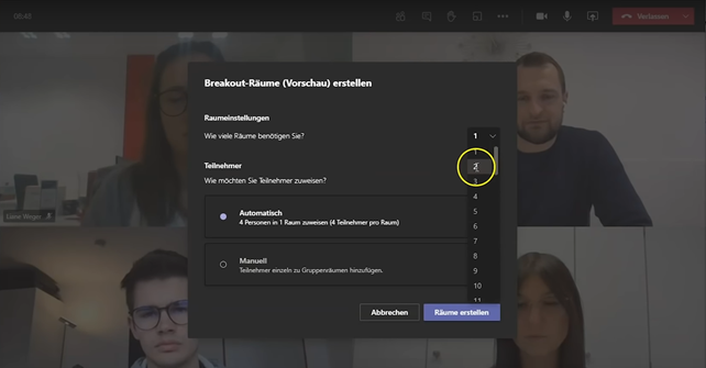 Die Breakout-Room Gruppenräume in Microsoft Teams - Anleitung Bild 3