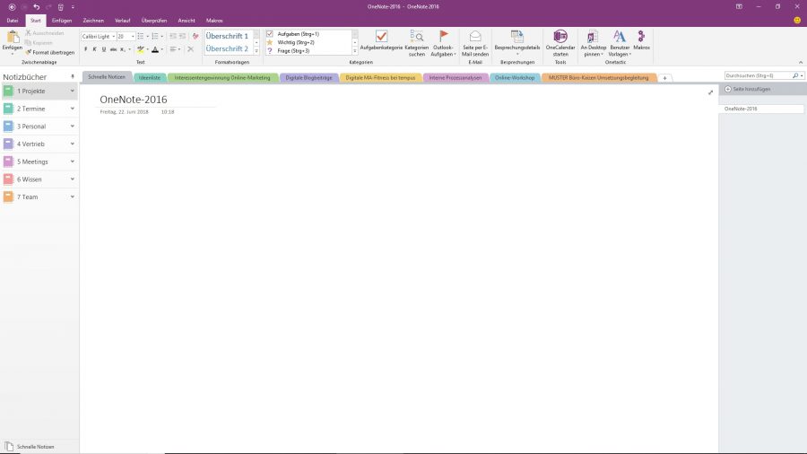 Die Desktop-Version von OneNote 2016 aus dem Office-Paket