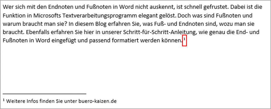 Die Fußnote in Word kann gelöscht werden, in dem man die Nummerierung im Text markiert und "entf" drückt.