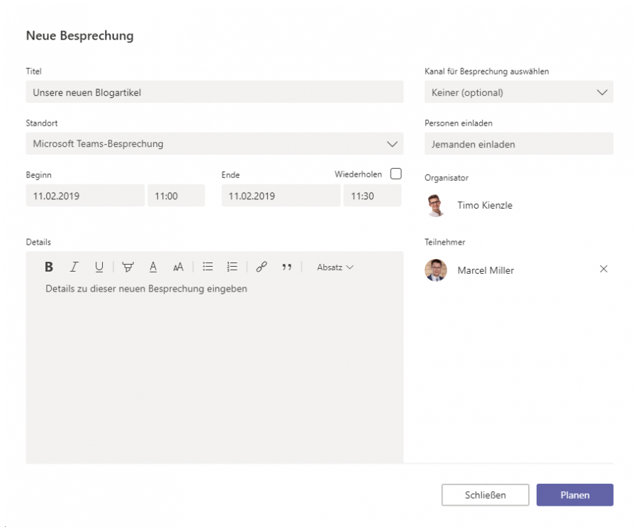 Microsoft Teams Besprechung
