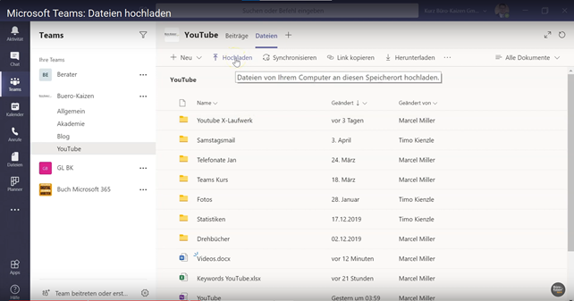 Microsoft Teams Dateien hochladen - Anleitung Bild 1