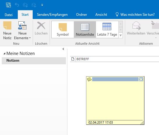 Outlook Notizen