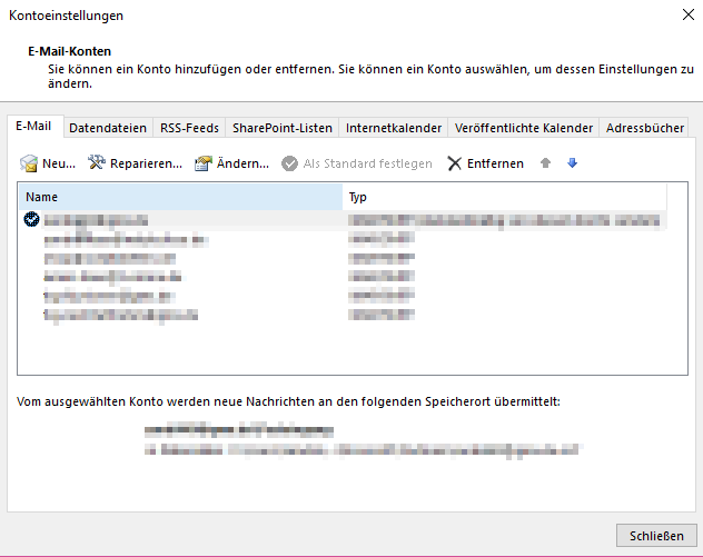 Outlook synchronisieren Kontoeinstellungen