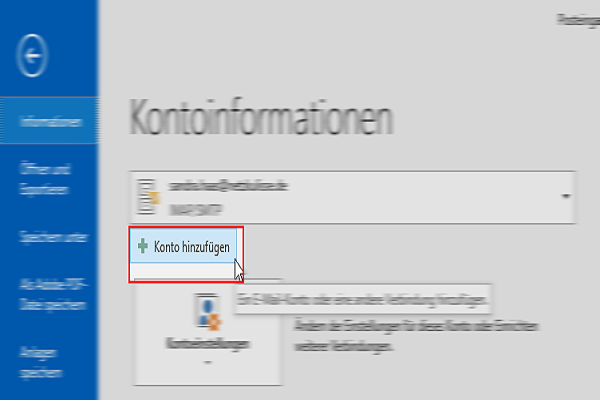 Outlook einrichten - Konto hinzufügen