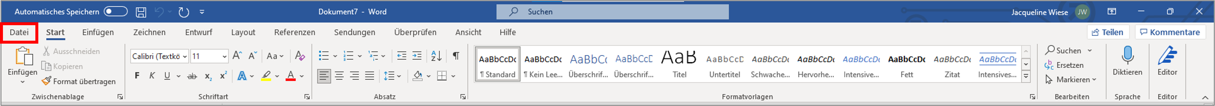 In Word kann man über den Reiter "Datei" ebenfalls ein PDF in Word umwandeln.