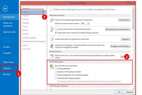 Bei E-Mail-Fluten Signale ausschalten