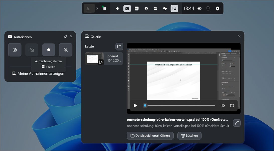 Bildschirmaufnahme Windows 11 Xbox Gamebar