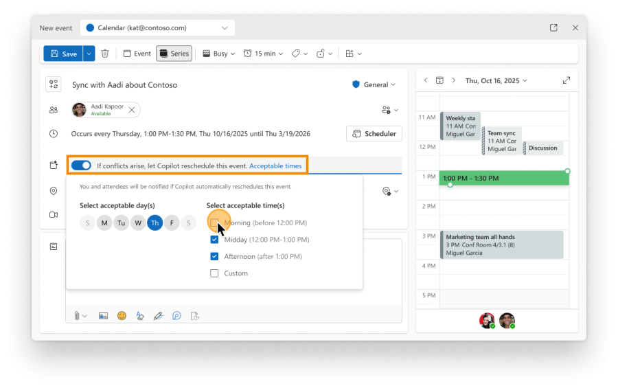 Copilot Meetings verschieben