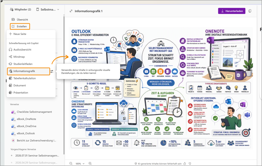 Copilot Notebooks Infografiken erstellen