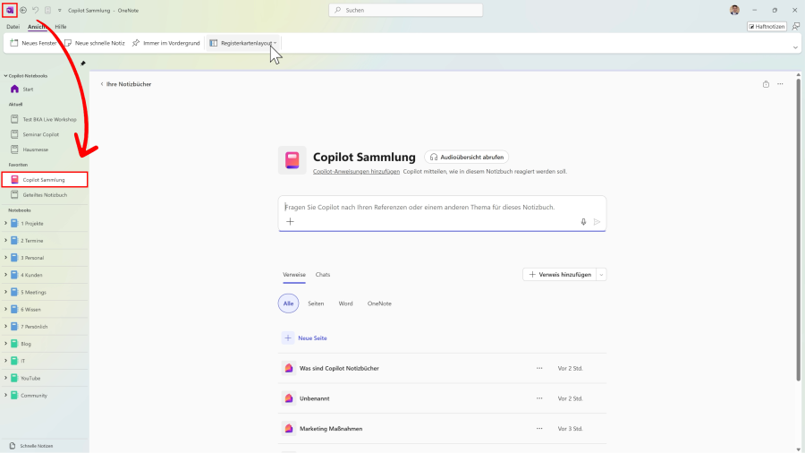 Copilot Notebooks in OneNote