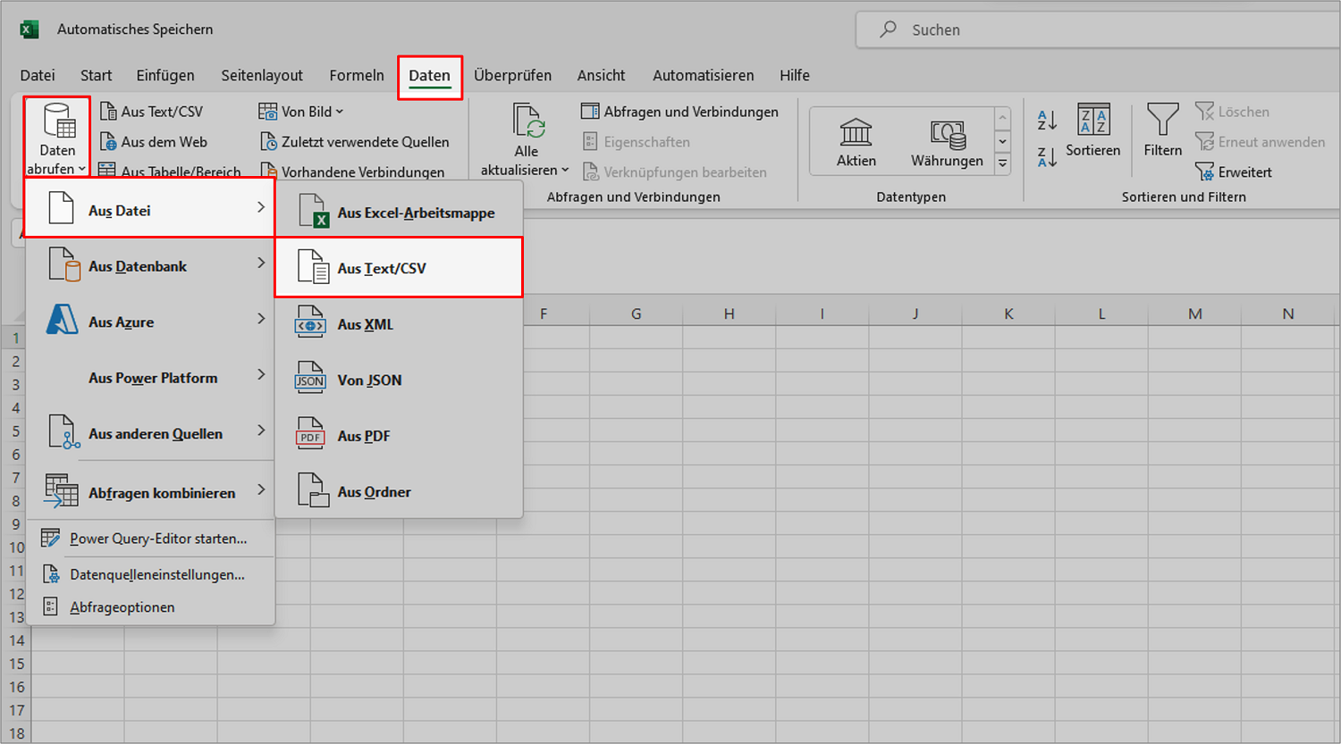 CSV-Datei in Excel mwandeln