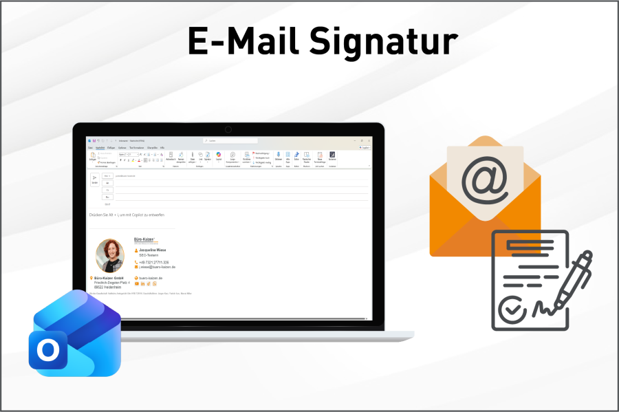 In Outlook eine E-Mail Signatur erstellen und einfügen.