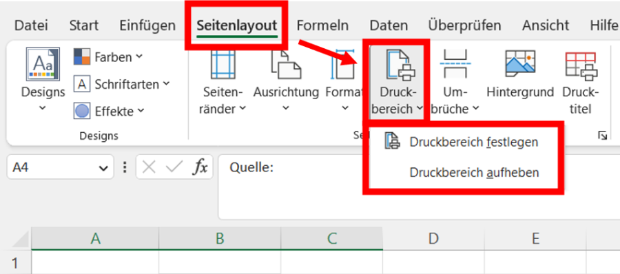 Excel Druckbereich festlegen