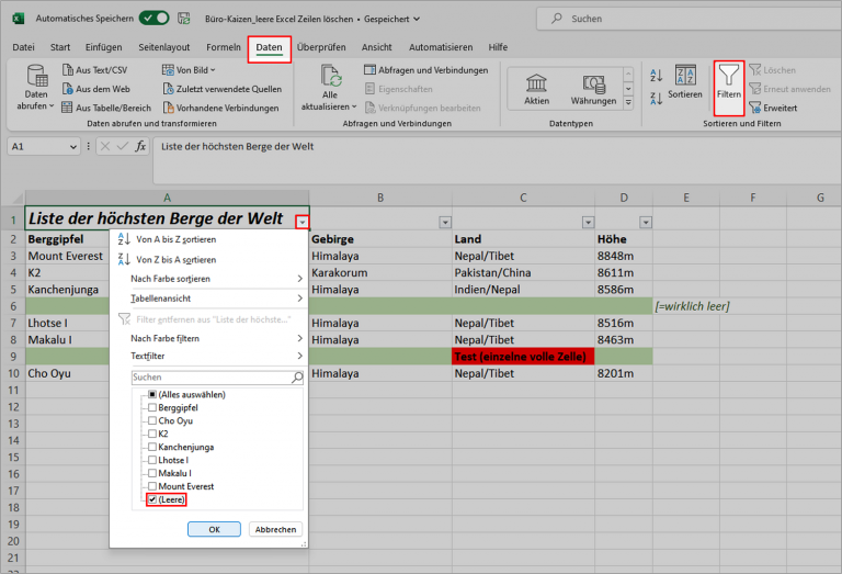 Microsoft Excel Leere Zeilen löschen alle Lösungen einfach erklärt