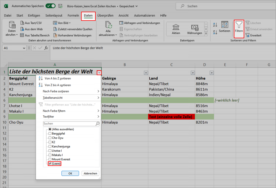 Microsoft Excel: Leere Zeilen löschen – alle Lösungen einfach erklärt