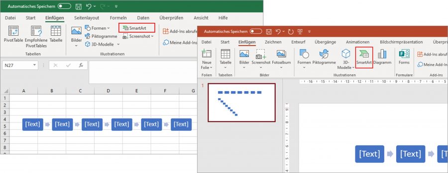 Auch mit Microsoft Excel und PowerPoint können Sie über die Funktion "SmartArt" Ihre Prozesse visualisieren.