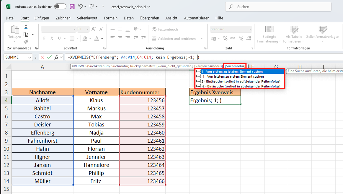 Excel XVERWEIS
