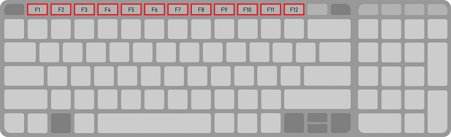 Die Funktionstasten F1 bis F12 befinden sich bei Windows und Mac in der obersten Reihe.