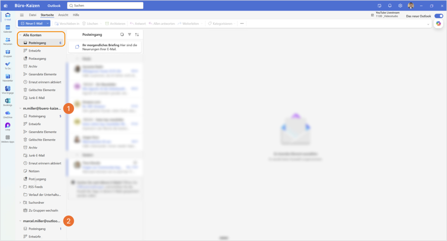 Gemeinsame Posteingansansicht Neues Outlook