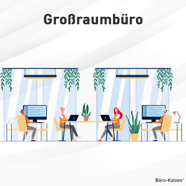 Arbeiten im Großraumbüro.