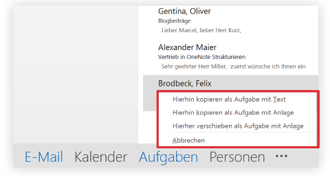 Ideale Lösung durch Outlook Aufgabenplaner