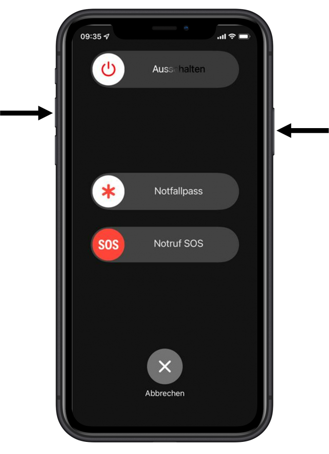 Schaltfläche des iPhones zum Ausschalten.