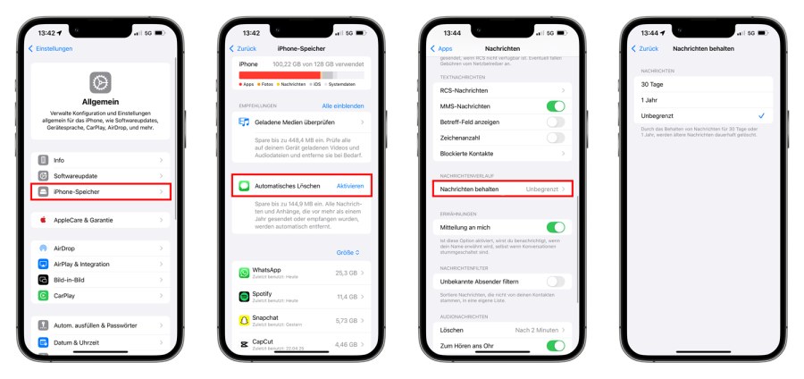 iPhone Speicher voll Nachrichten