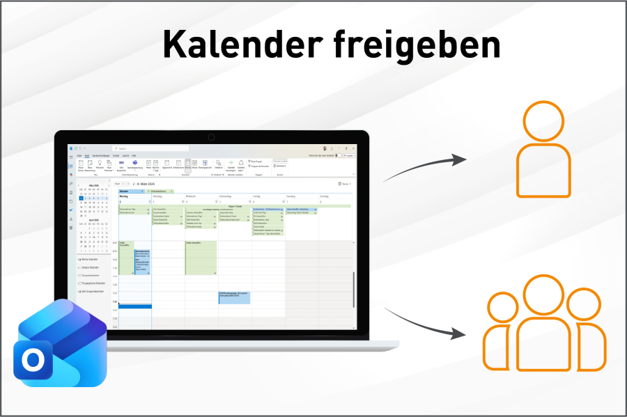 Den Kalender in Outlook freigeben.