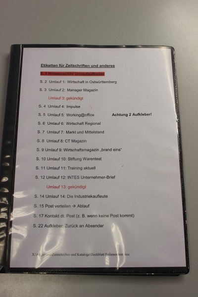 Mappe für den Zeitschriftenumlauf