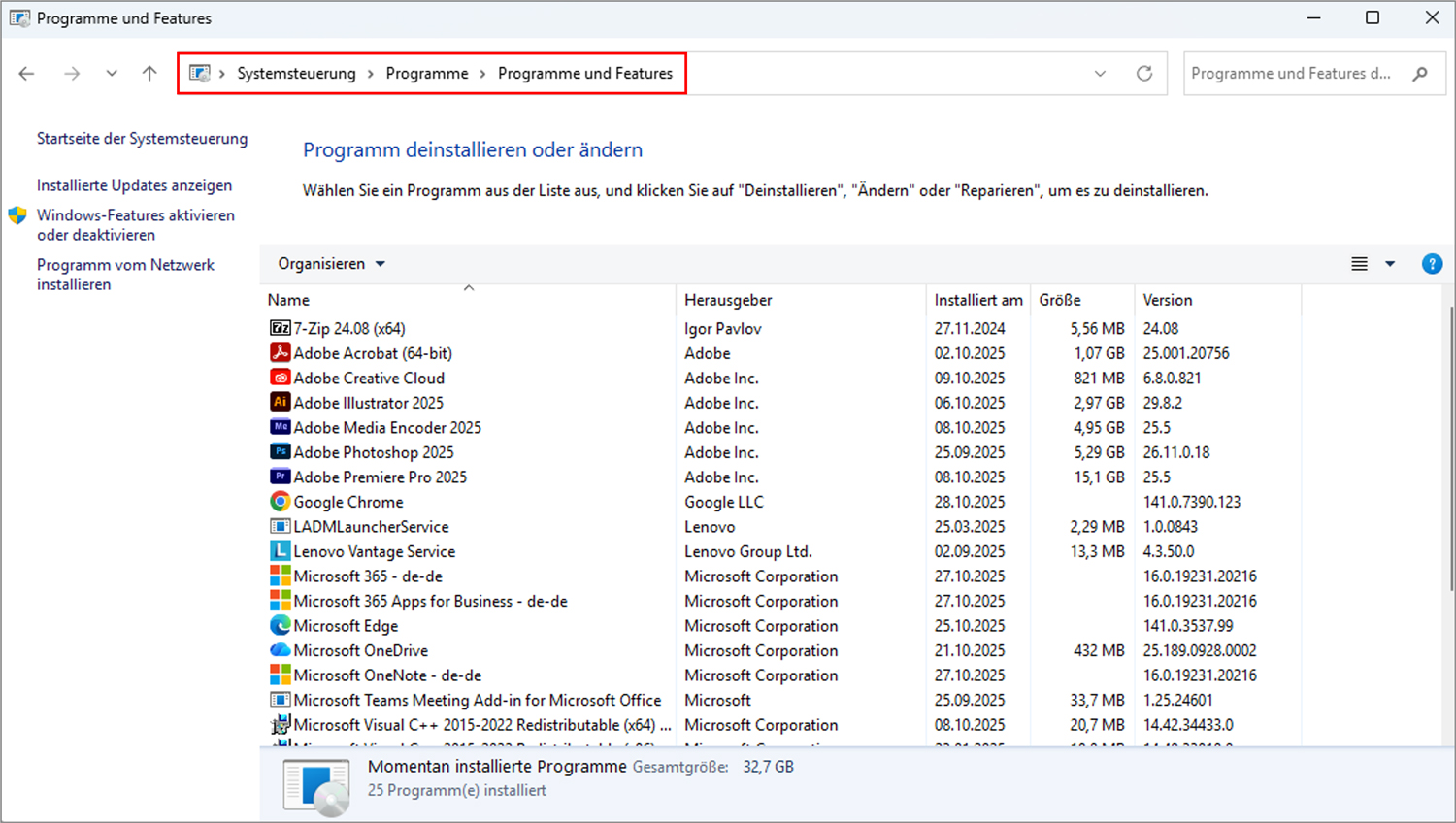 Microsoft 365 installieren deinstallieren Systemsteuerung