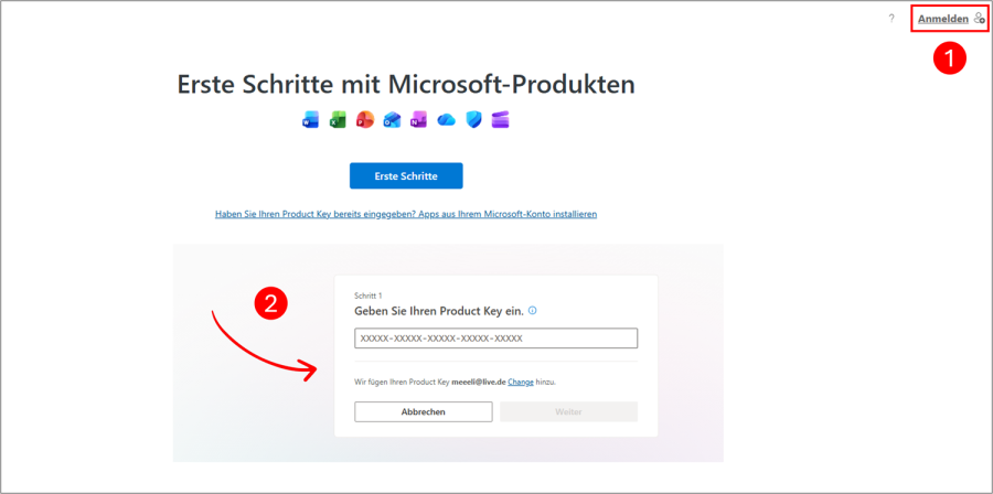 Microsoft 365 installieren Produktschlüssel