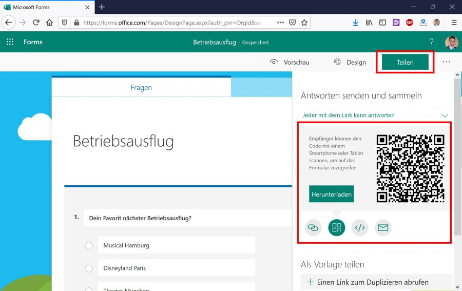 microsoft-forms-teilen