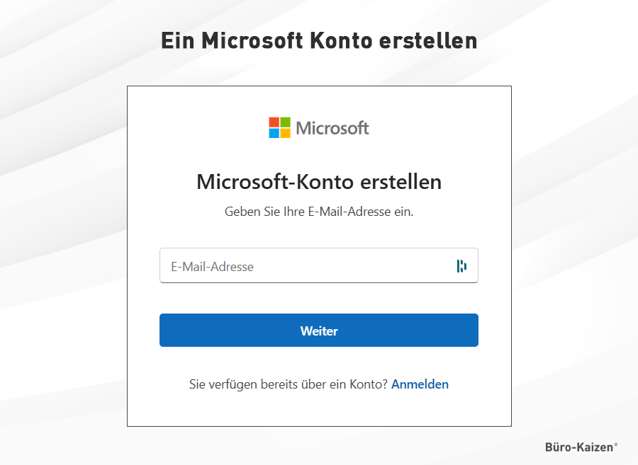 Ein Microsoft Konto erstellen.