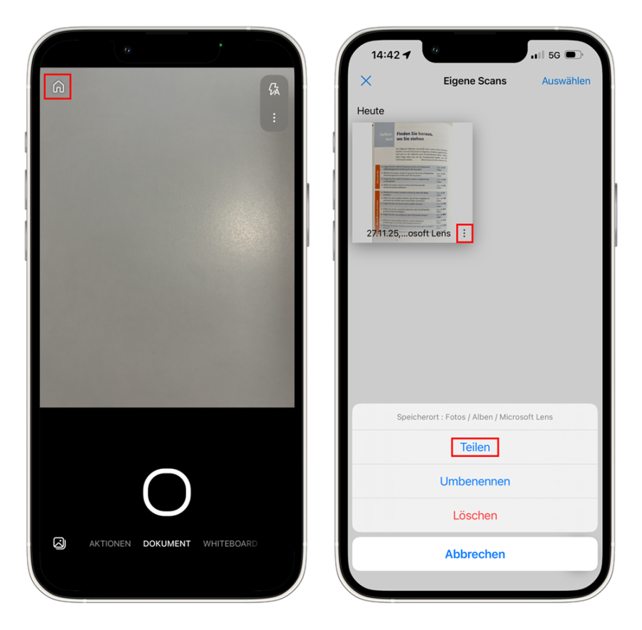 Microsoft Lens Export nach OneDrive