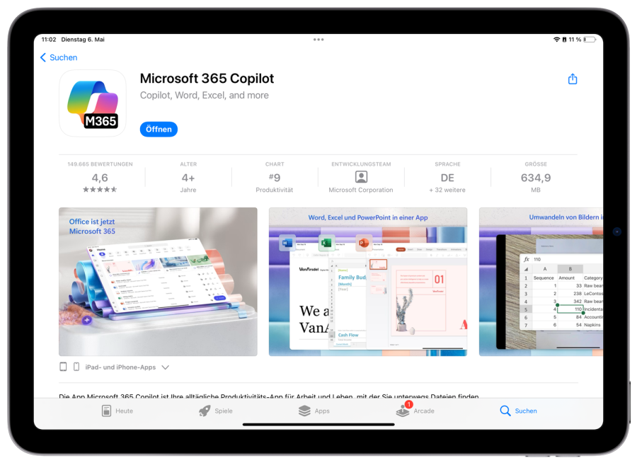 Microsoft Office für iPad runterladen
