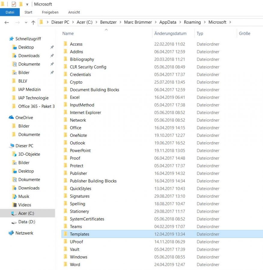 Schnellbausteine aus Word und Outlook auf neuen PC kopieren