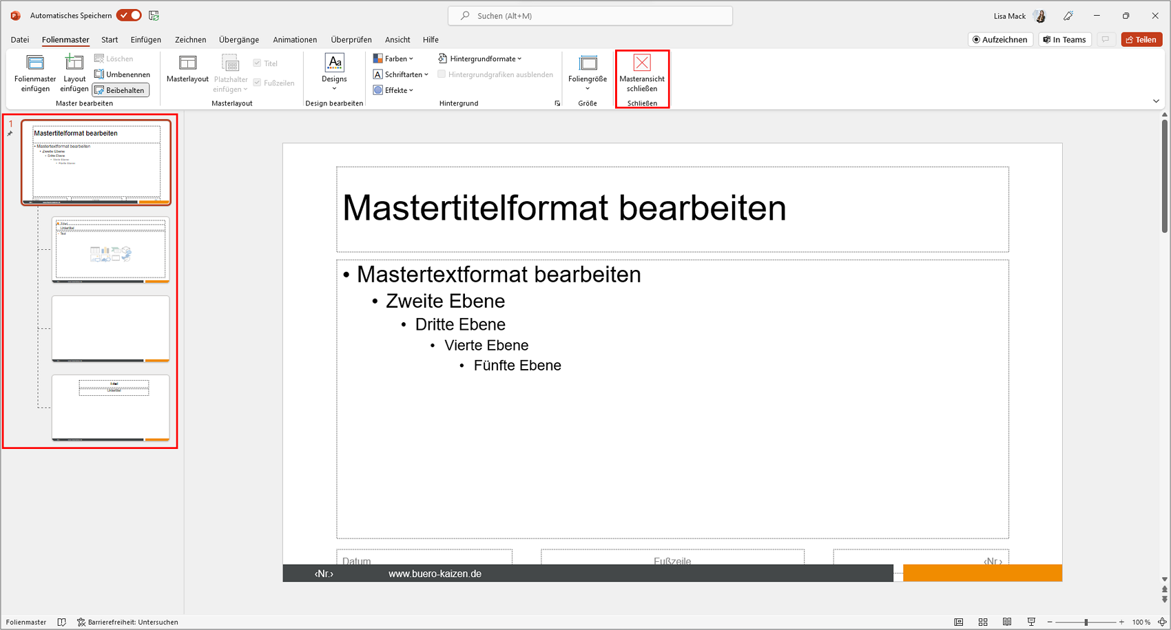 Microsoft PowerPoint Masterfolie bearbeiten