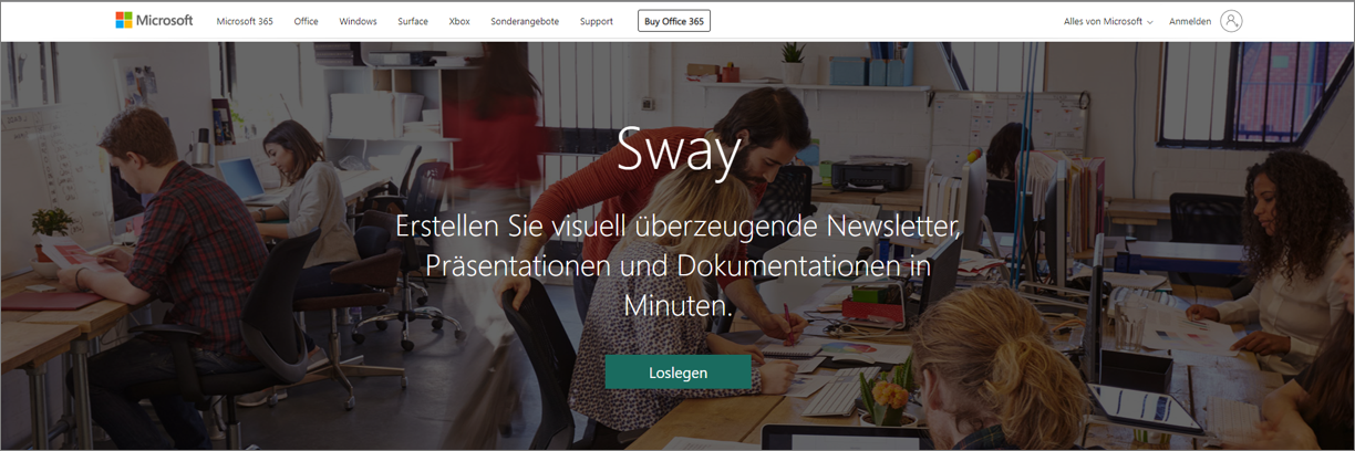 Microsoft Sway ermöglicht Ihnen das einfache Erstellen hochwertiger Präsentationen, Vorträge, Produktportfolios u.v.m.