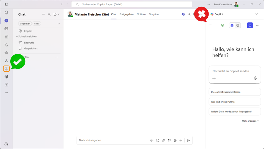 Microsoft Copilot in Teams über Navigationsleiste