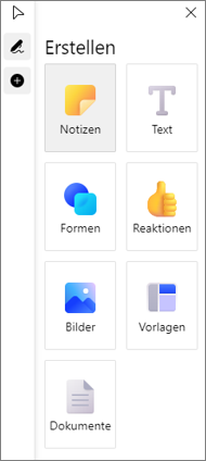 In Microsoft Whiteboard haben Sie reichlich Auswahl im "Einfügen-Menü".