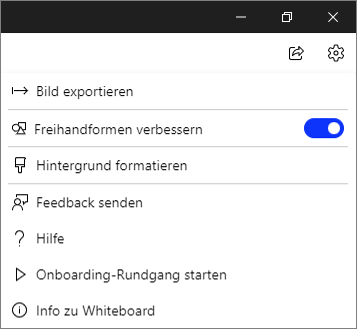 In den erweiterten Einstellungen in Microsoft Whiteboard können Sie beispielsweise die Funktionen "Freihandformen verbessern" aktivieren.