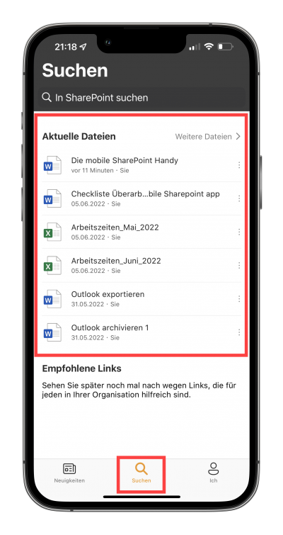 mobile-sharepoint-handy-app-aktuelle-dateien