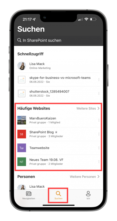 mobile-sharepoint-handy-app-haeufige-websites