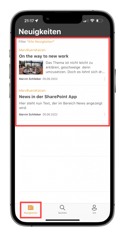 mobile-sharepoint-handy-app-neuigkeiten
