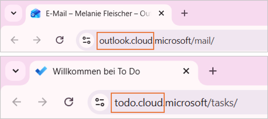 Neue URL Outlook und To Do
