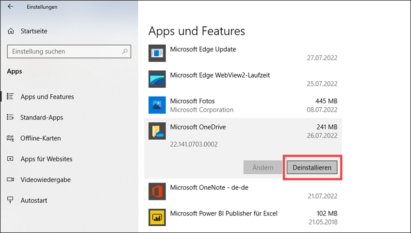 Onedrive Deinstallieren