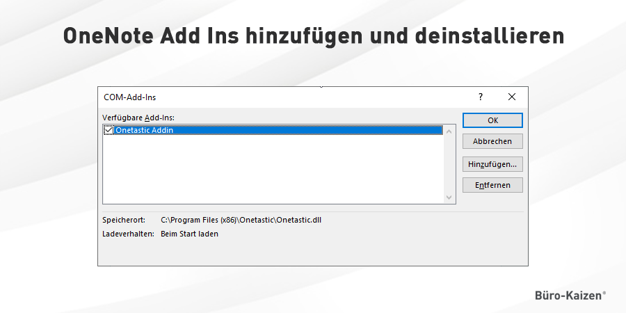 OneNote Add Ins installieren und deinstallieren.